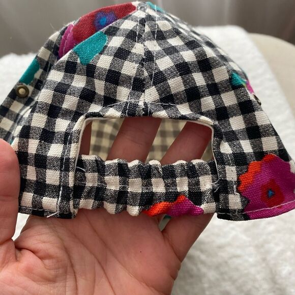 Vintage Checkered with Floral Baseball Cap Cotton Hat - Picture 9 of 9
